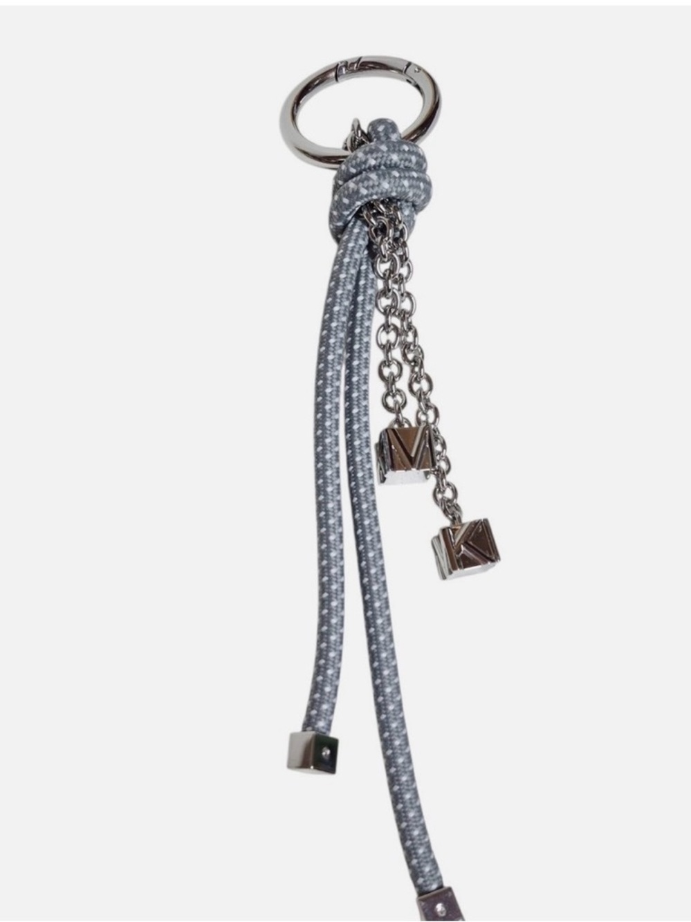 Michael Kors New in Box Silver-Tone and Speckled Cord Bag Charm Storm Grey